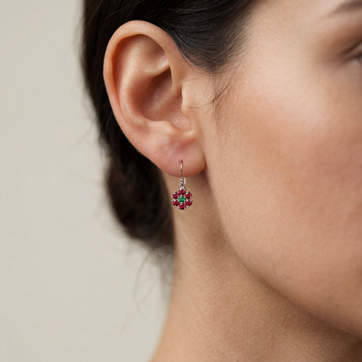 Unniyarcha Ruby Bloom Drop Earrings