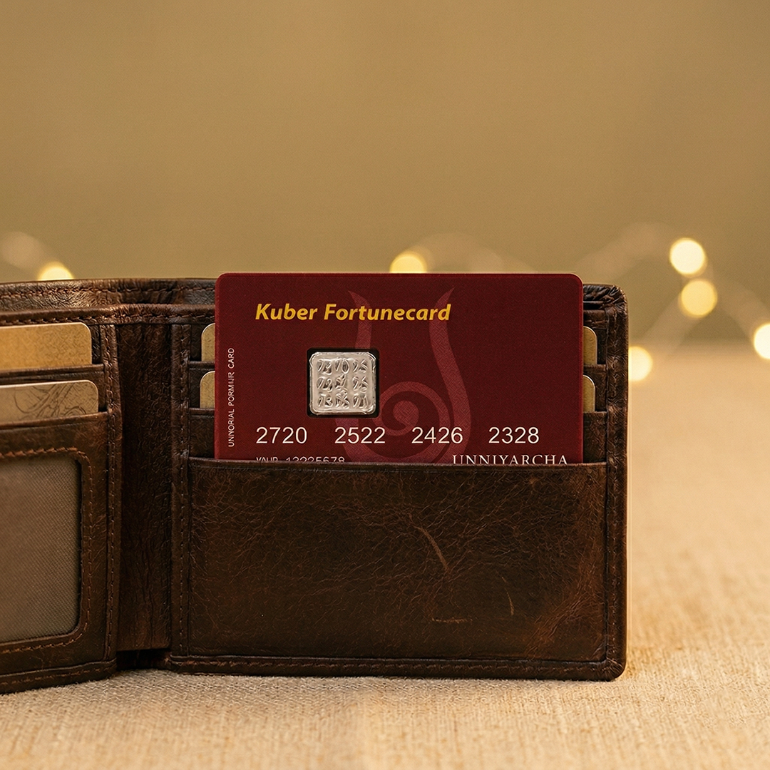Kuber Fortunecard - 925 Sterling Silver Kuber Yantra (Wallet Card)