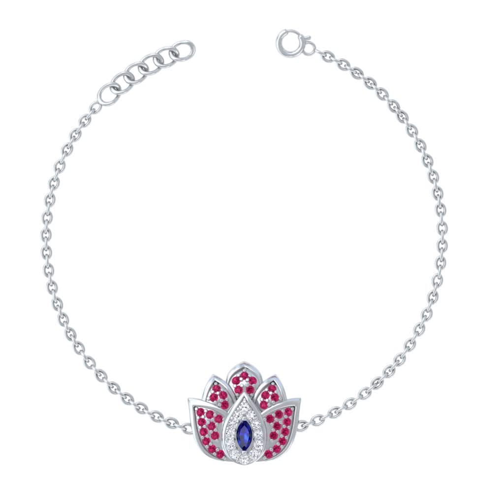 925 Pure Silver Lotus Evil Eye Bracelet