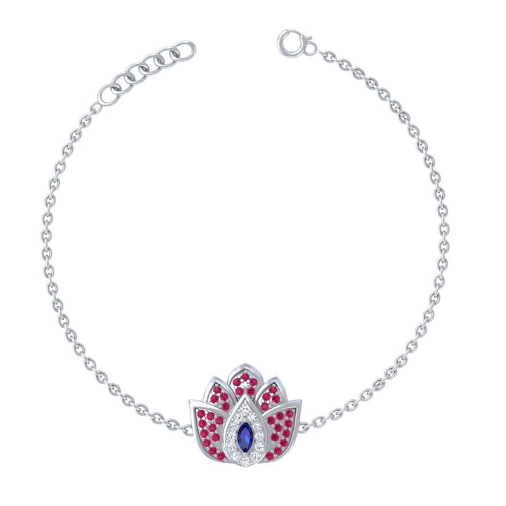 925 Pure Silver Lotus Evil Eye Bracelet