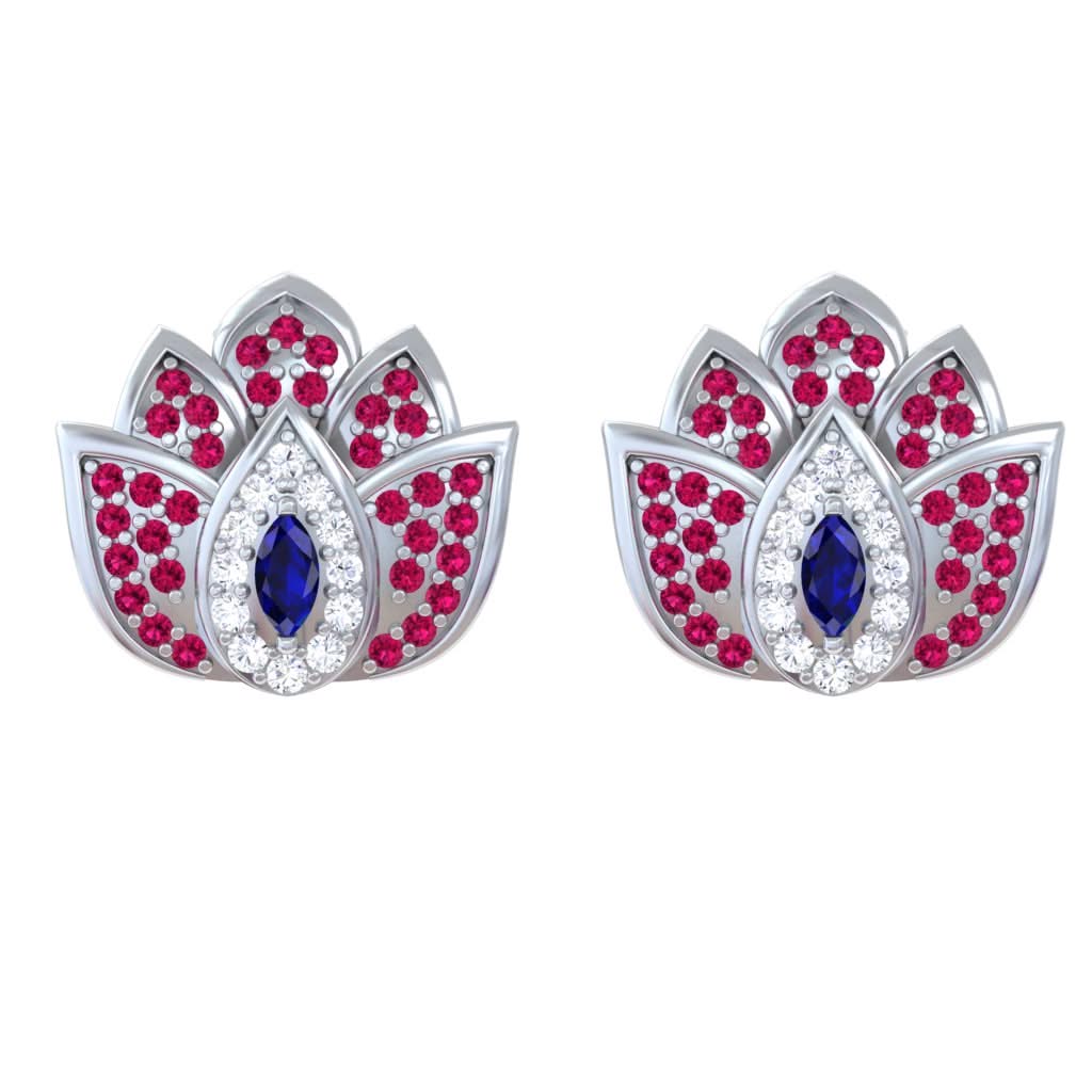 925 Pure Silver Lotus Evil Eye Earrings
