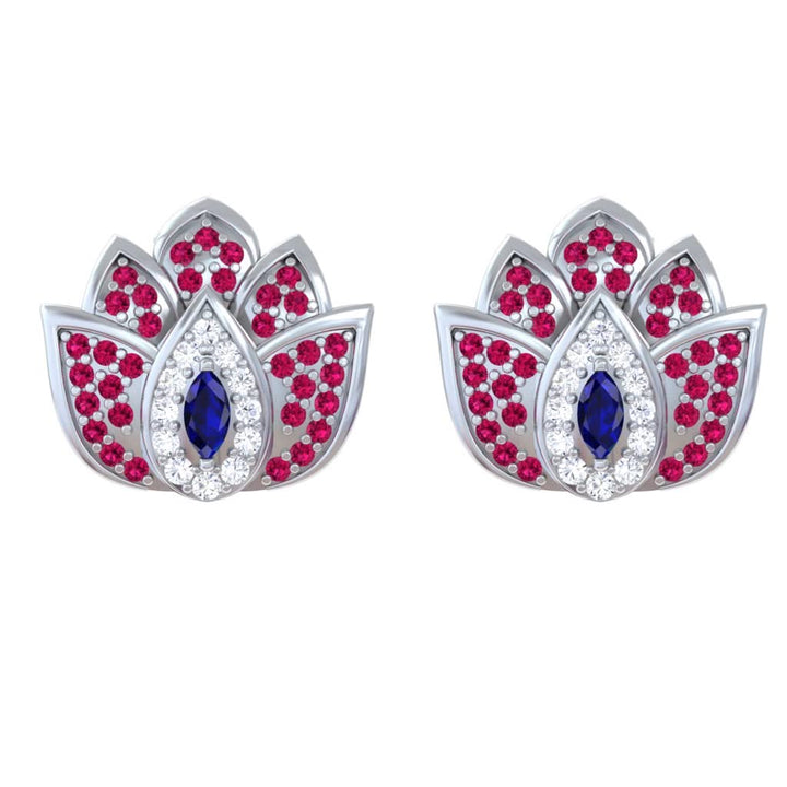 925 Pure Silver Lotus Evil Eye Earrings