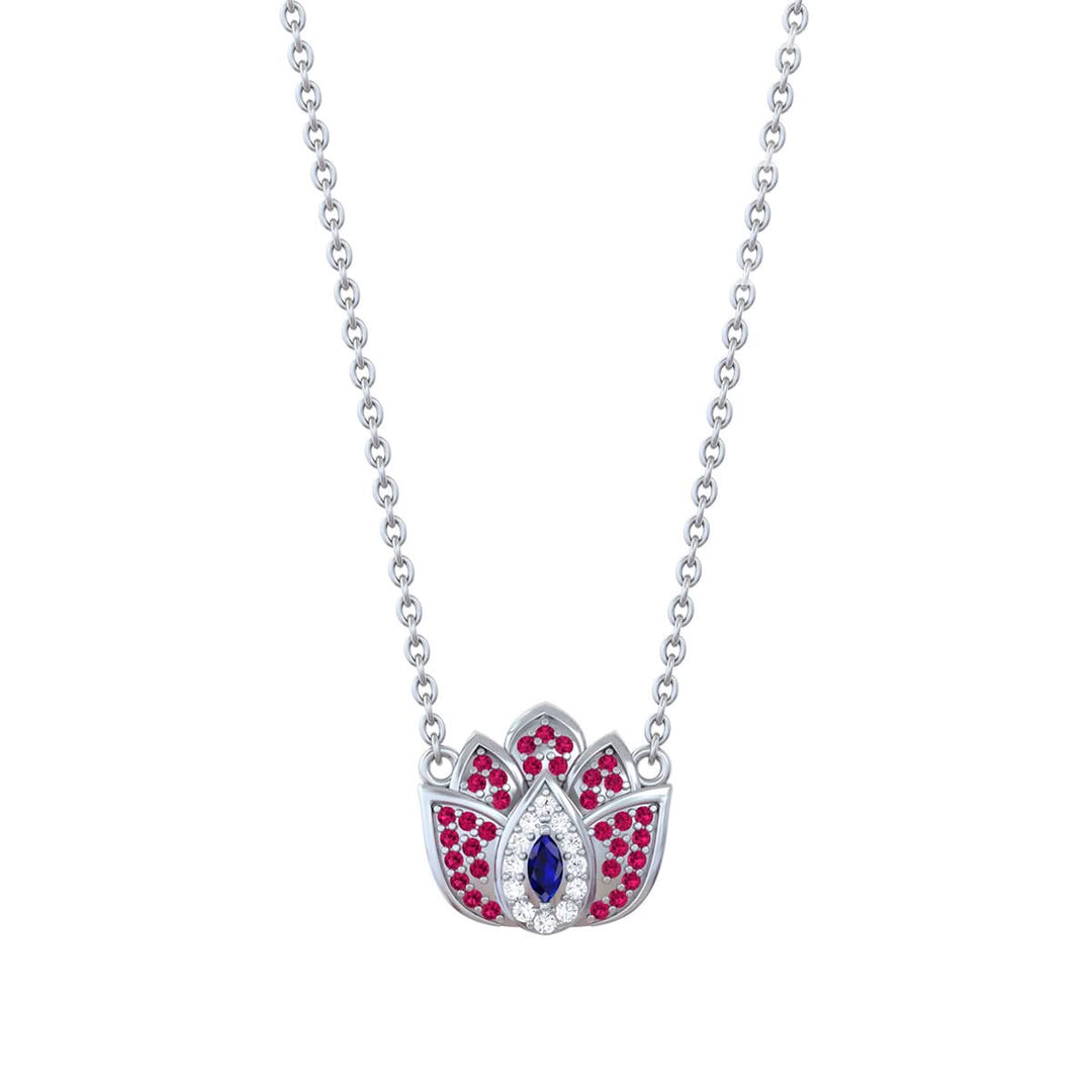 925 Pure Silver Lotus Evil Eye Necklace