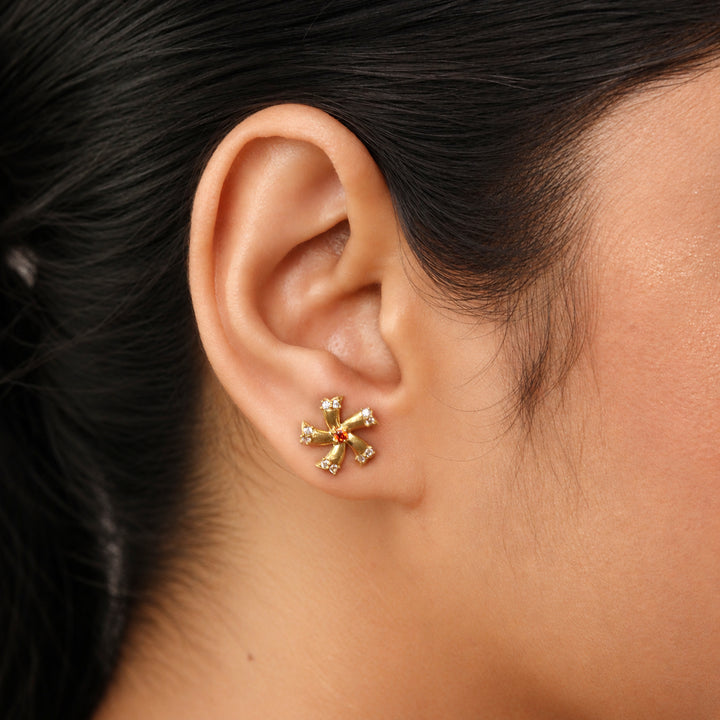 Silver 925 Shiuli Flower Stud Earrings