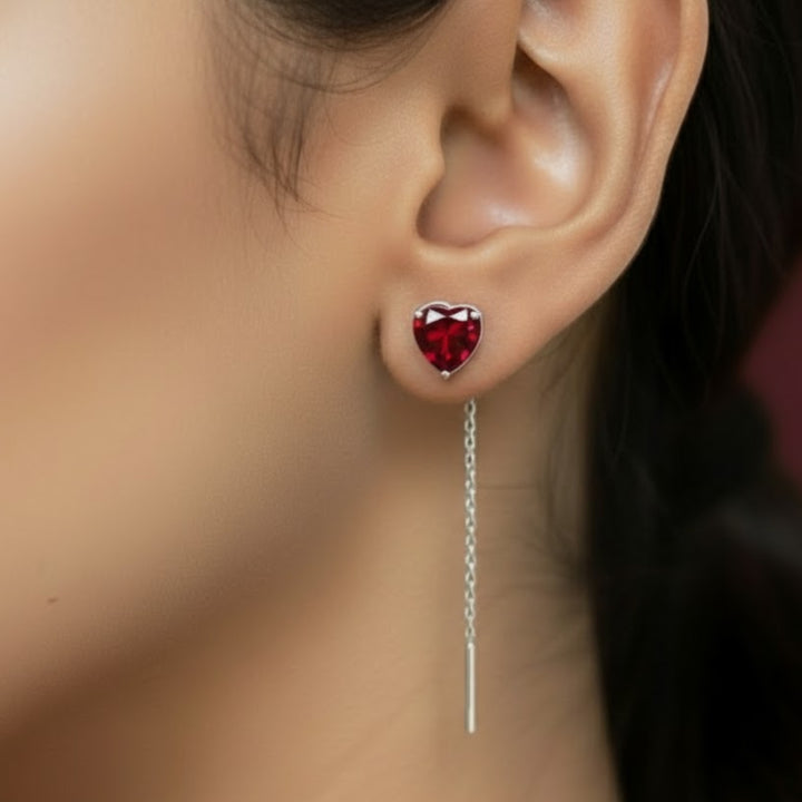 Red Love heart Silver Sui dhaga