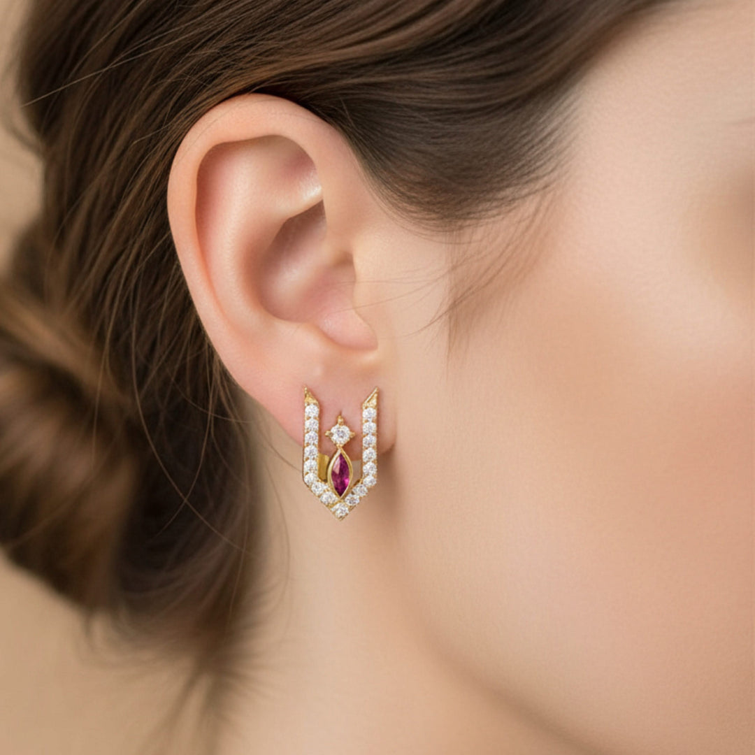 Silver 925 Vishnu Tilak Stud Earrings