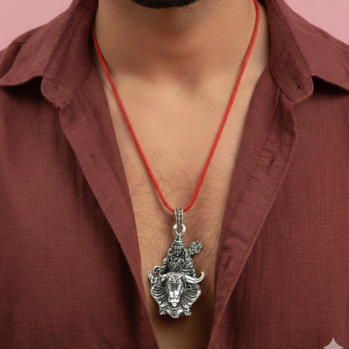 Silver Shiva with Nandi Pendant