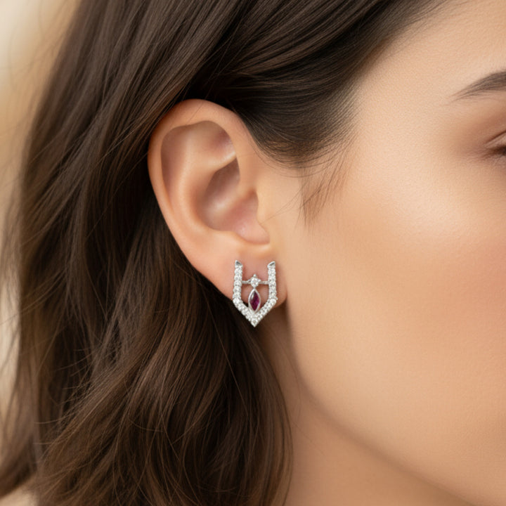 Silver 925 Vishnu Tilak Stud Earrings