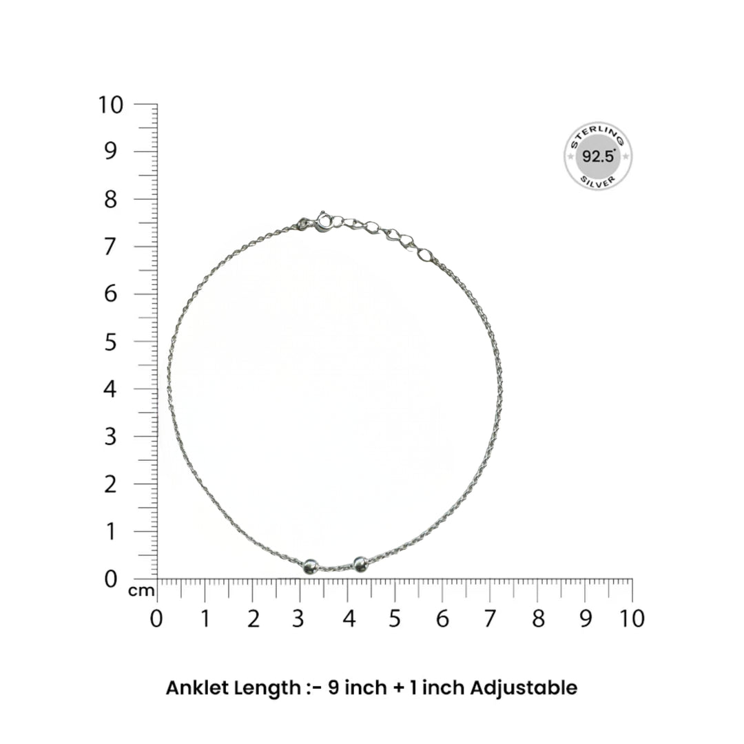 Silver 925 Twin Charm Anklet