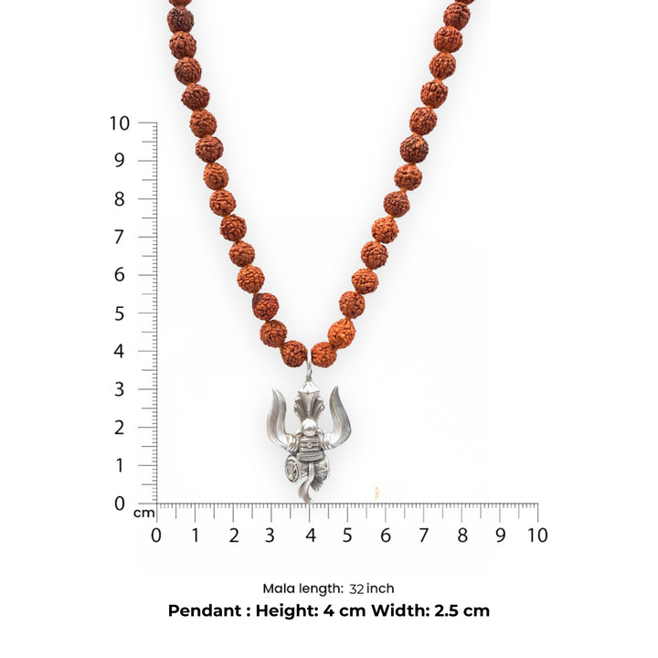 Rudraksha Mala with Silver Lord Shiva Pendant