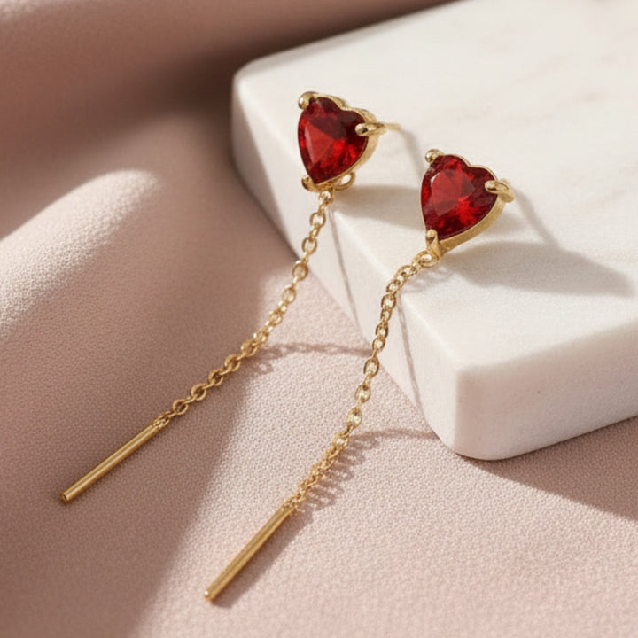 Red Love heart Silver Sui dhaga