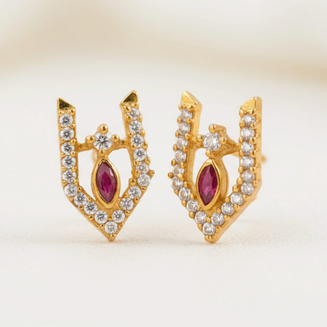 Silver 925 Vishnu Tilak Stud Earrings