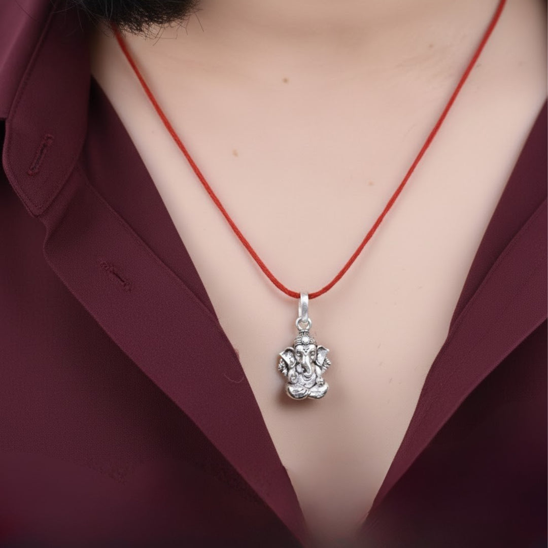 Silver Cute Ganpati Pendant