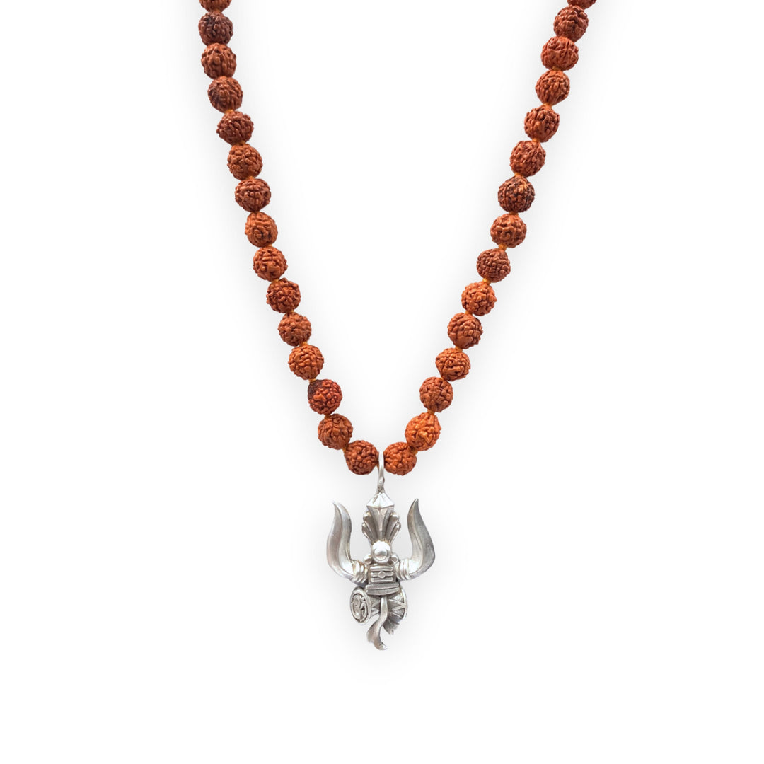 Rudraksha Mala with Silver Lord Shiva Pendant