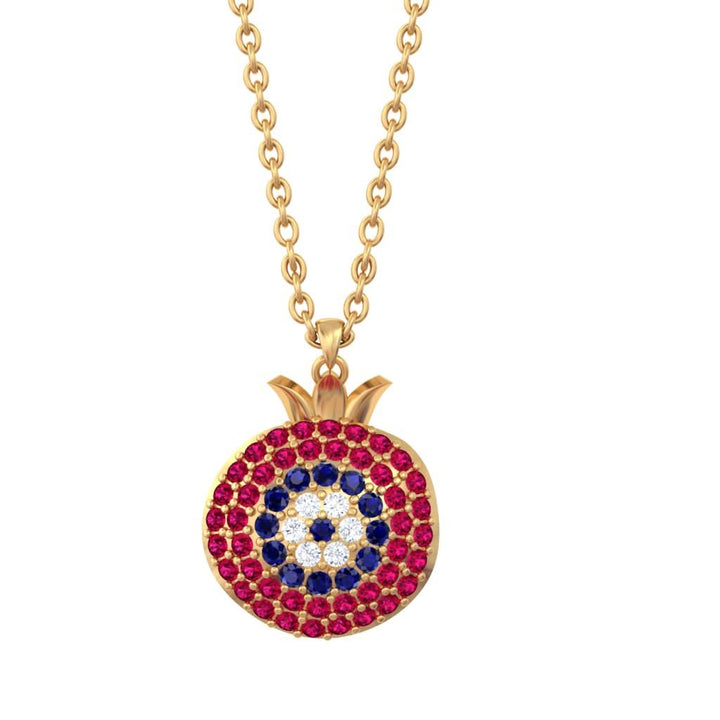 925 Pure Silver Pomegranate Evil Eye Necklace