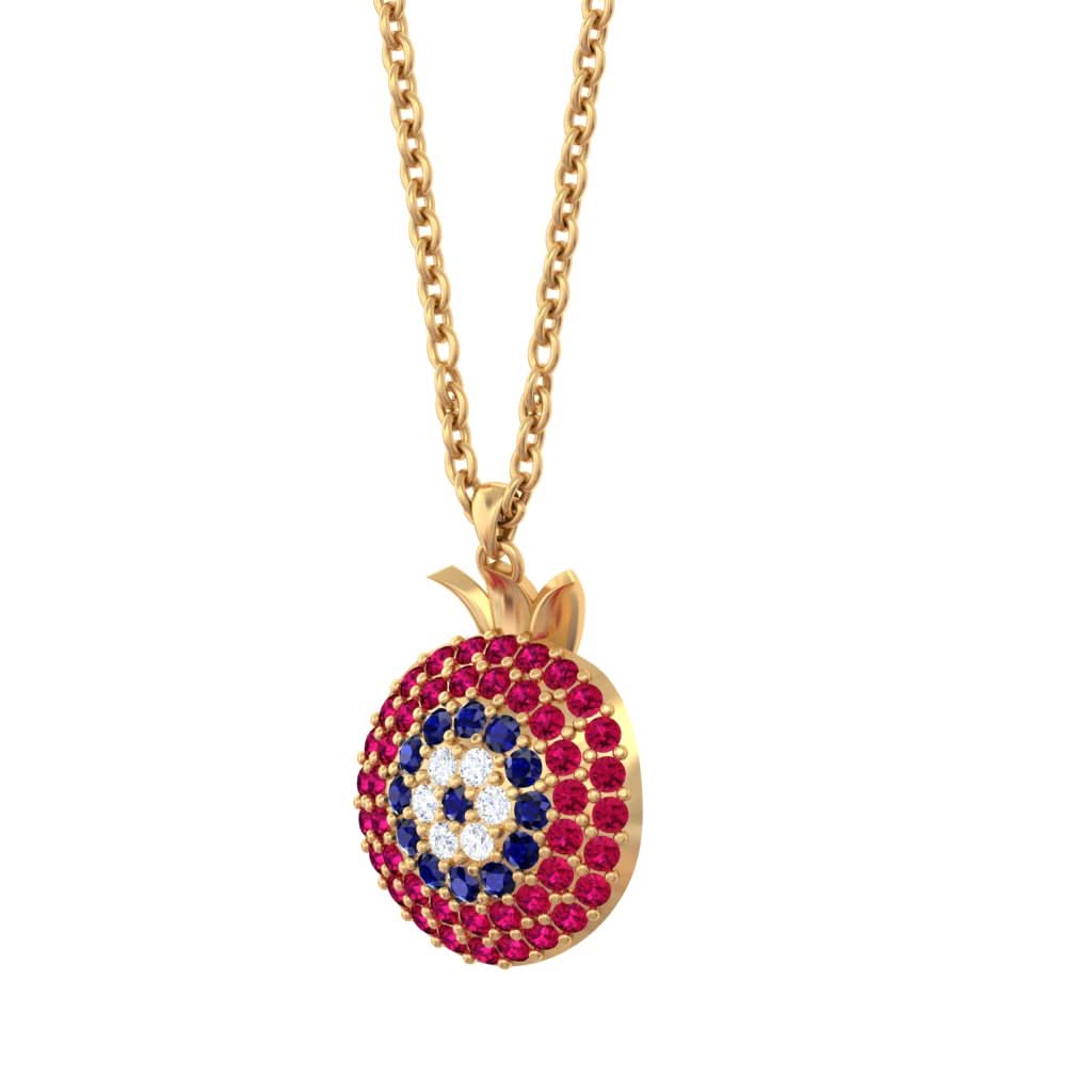 925 Pure Silver Pomegranate Evil Eye Necklace