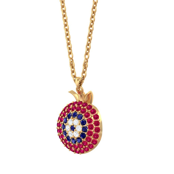 925 Pure Silver Pomegranate Evil Eye Necklace