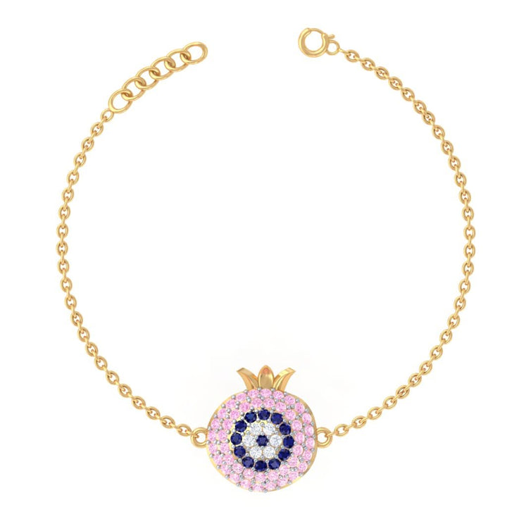 925 Pure Silver Pomegranate Evil Eye Bracelet