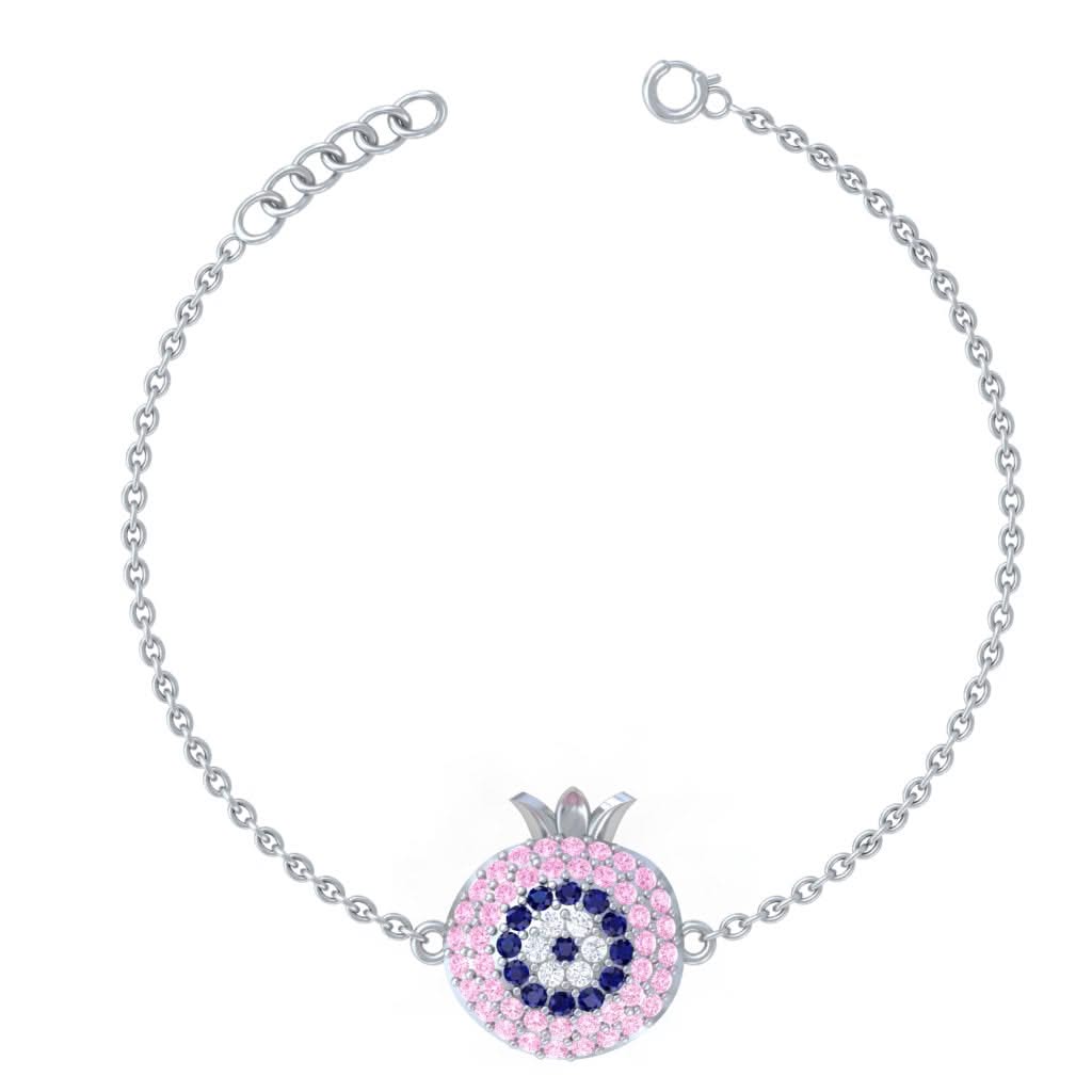 925 Pure Silver Pomegranate Evil Eye Bracelet