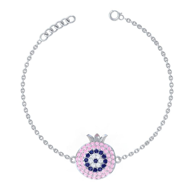 925 Pure Silver Pomegranate Evil Eye Bracelet