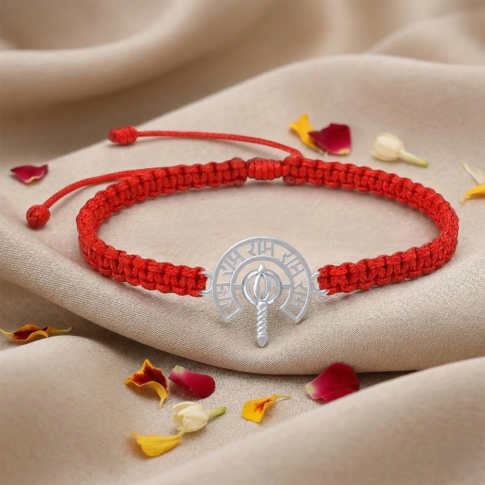 Silver Ram and Hanuman gada Unisex Bracelet