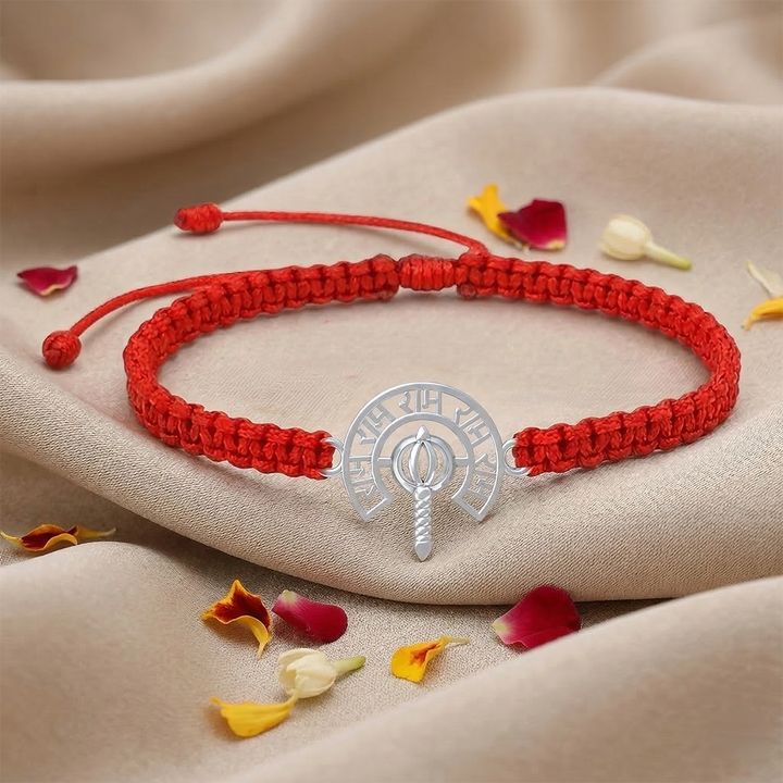 Silver Ram and Hanuman gada Unisex Bracelet