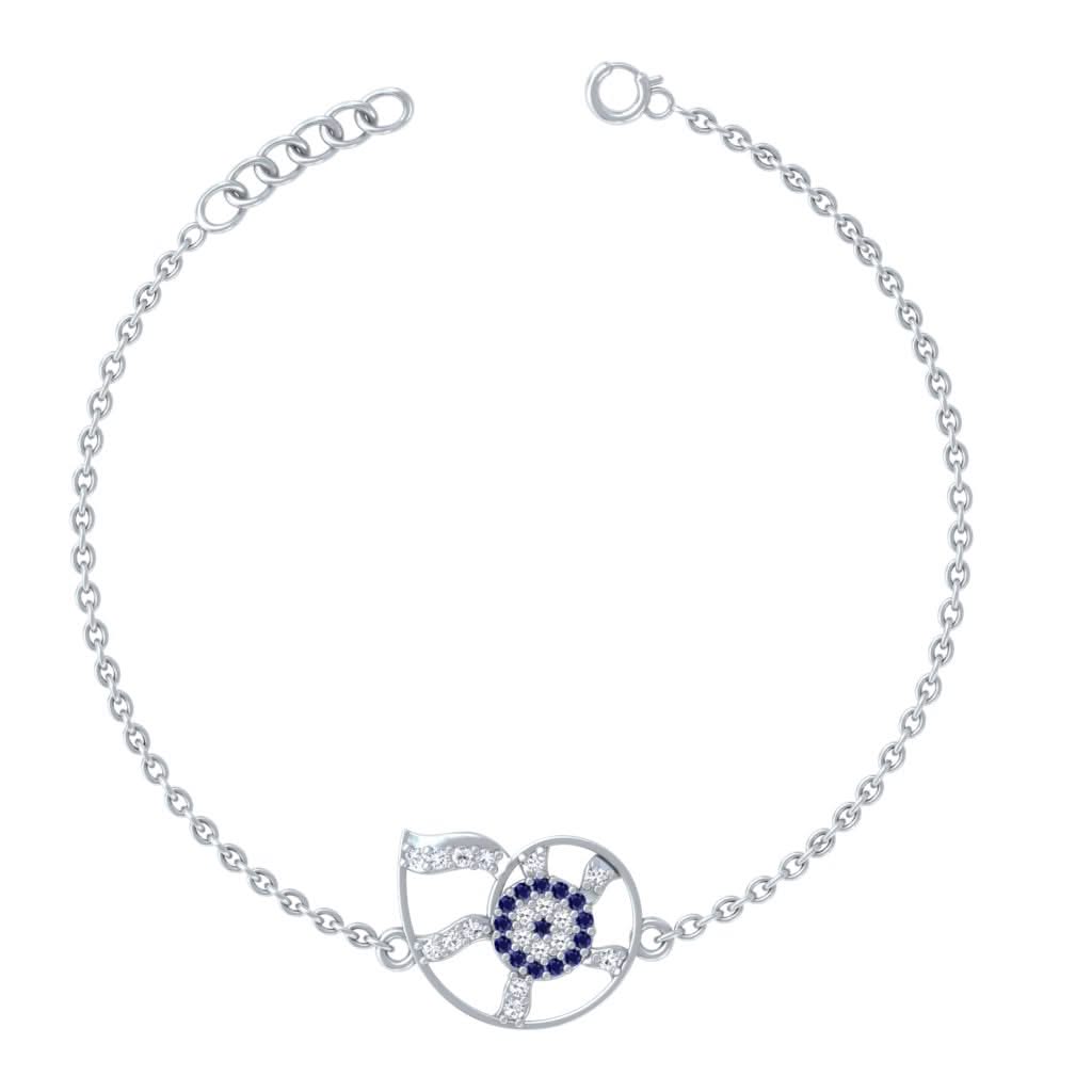 925 Pure Silver Swirl Evil Eye Bracelet