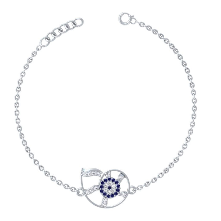 925 Pure Silver Swirl Evil Eye Bracelet