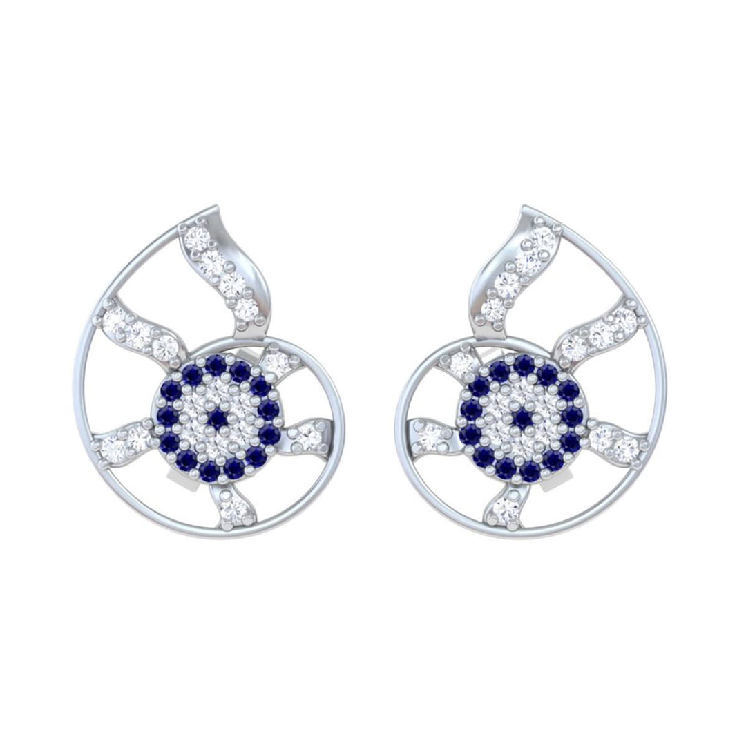 925 Pure Silver Shell Evil Eye Stud Earrings
