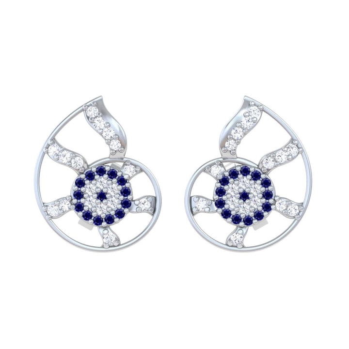 925 Pure Silver Shell Evil Eye Stud Earrings