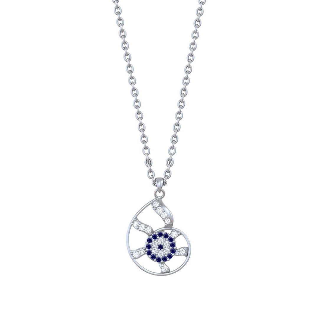 925 Pure Silver Shell Evil Eye Necklace