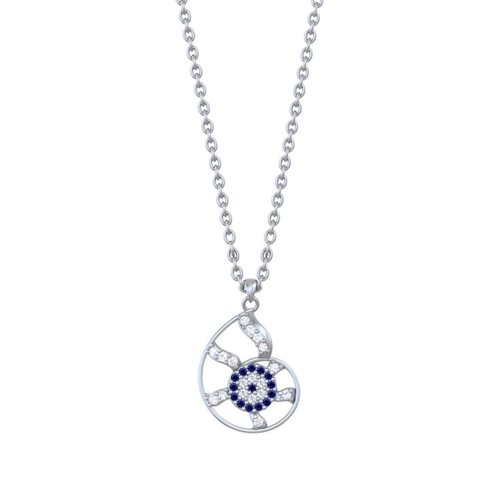 925 Pure Silver Shell Evil Eye Necklace