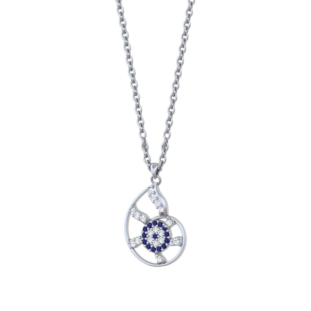 925 Pure Silver Shell Evil Eye Necklace