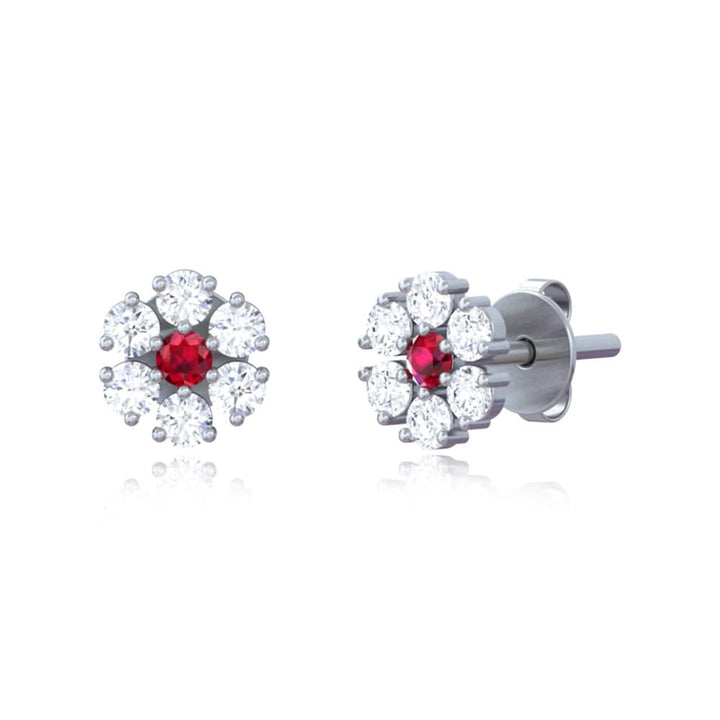 Unniyarcha Red Blossom Stud Earrings