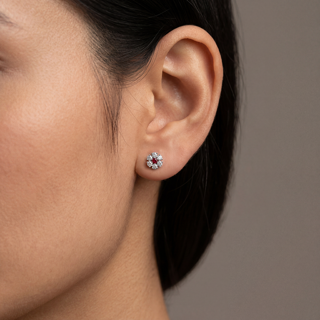 Unniyarcha Red Blossom Stud Earrings