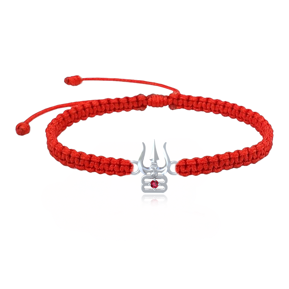 92.5 Silver Trishul with Tripundra Bracelet