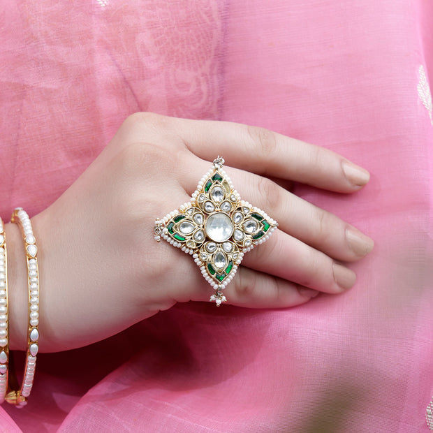 Lamansh™ Floral Bracelet Attached with ring Set for Engagement / Haldi