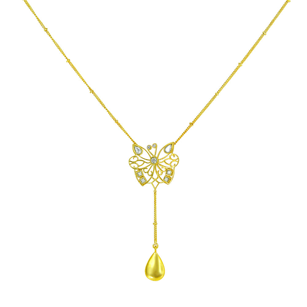 Silver Charming Butterfly Lariat Necklace