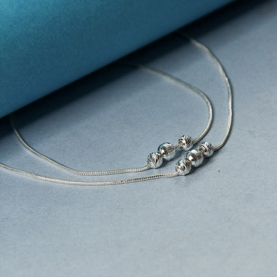 92.5 Silver anklet With Gundu