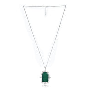 Silver Green Long Necklace
