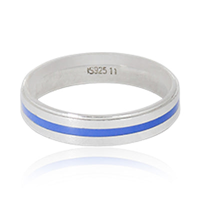 Blue Enameled Silver Ring