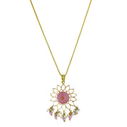Pink Zircon Gold Plated Silver Pendant