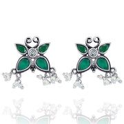 92.5 Silver Green butterfly earring