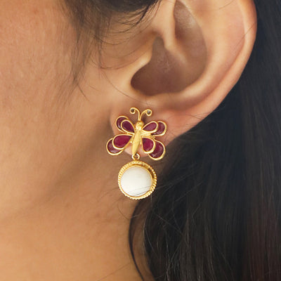 92.5 Silver Butterfly Earring With Pearl Drop