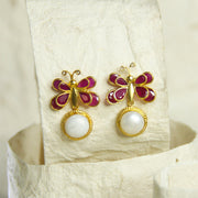92.5 Silver Butterfly Earring With Pearl Drop