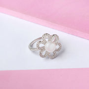 Flower Design Centre Pearl Silver Ring Rings - By Unniyarcha - Original Manufacturers of Silver Jewelry, Gold Plated Jewellery, Fashion Jewellery and Personalized Soul Bands and Personalized Jewelry