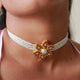 Silver Pearl Flower Choker