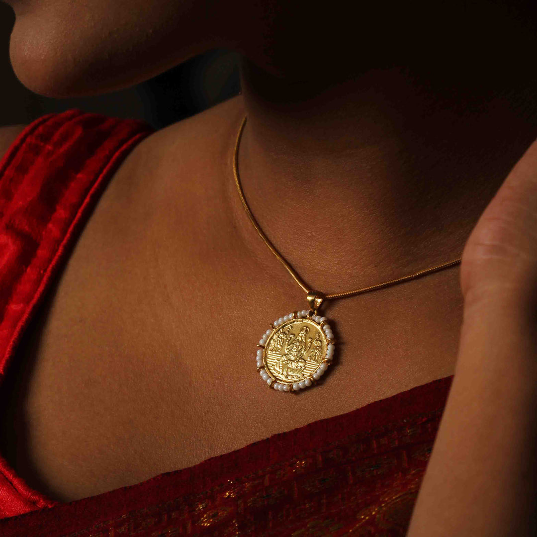 Buy Kuber Silver Gold Plated Coin Necklace Online Unniyarcha