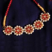 Red Kundan with Pearl Gold Plated Silver Choker Set Necklaces Choker - By Unniyarcha - Original Manufacturers of Silver Jewelry, Gold Plated Jewellery, Fashion Jewellery and Personalized Soul Bands and Personalized Jewelry