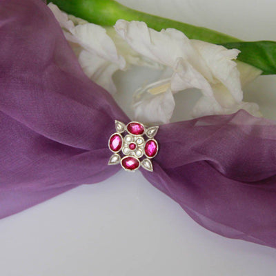 Ruby and Zircon Sterling Silver Ring
